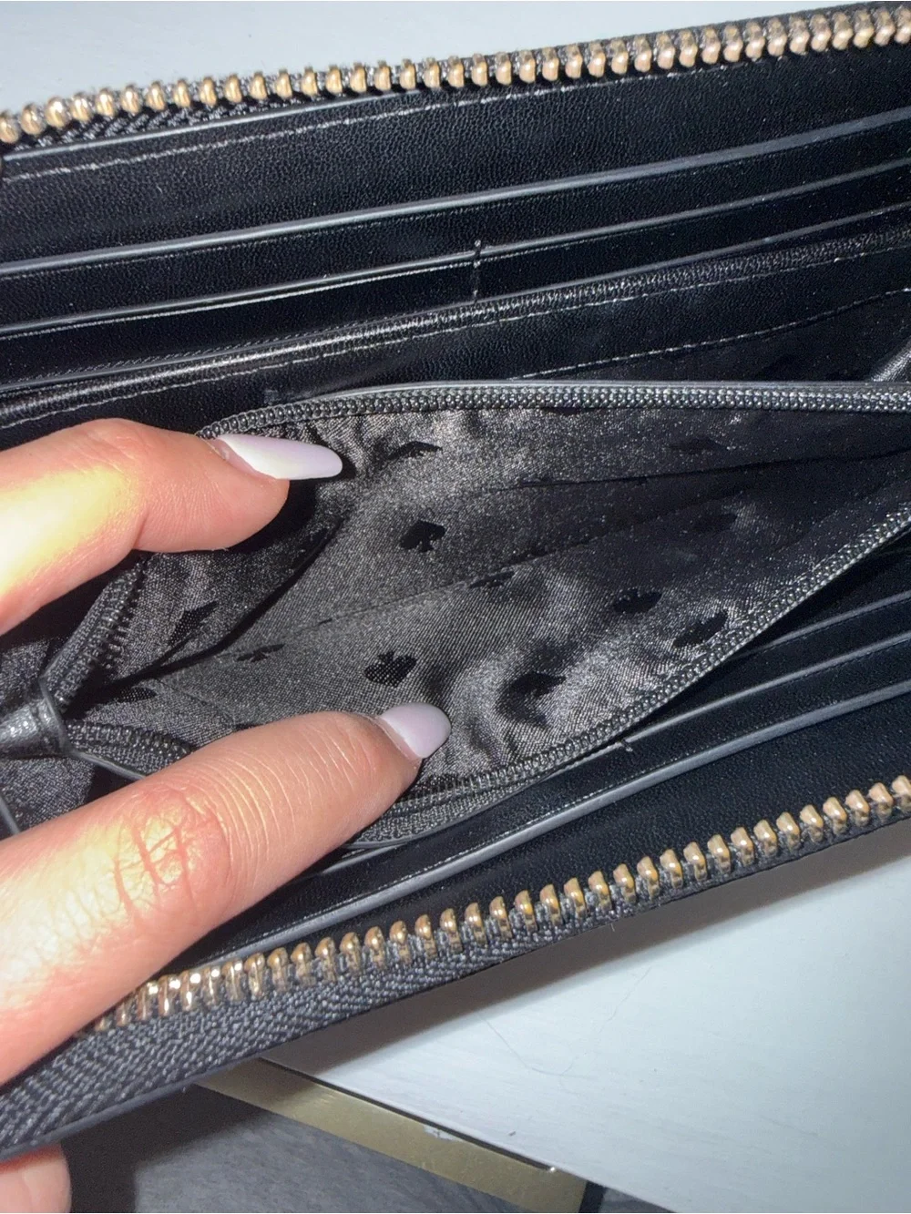 kate spade Two-Tone Beige and Black Saffiano Leather Wallet